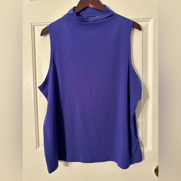 NWT ATHLETA XL Outbound Mock Neck Tank Bright Blue Oversize Arm Holes Cotton Bld - Picture 6 of 9